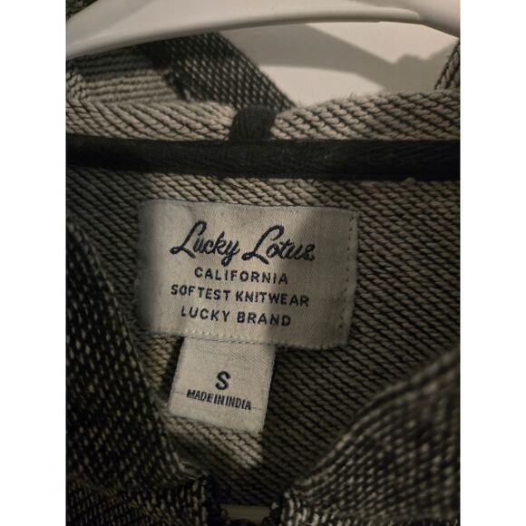 Lucky brand lucky Lotus Southwestern Geo Embroidered Gray FullZip Hoodie sweater - Picture 2 of 3